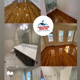 Pisos de madera y baño limpios